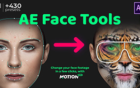 【F164】AE脚本-人脸面部追踪贴图表情化妆美颜丑化换脸锁定特效预设工具 AE Face Tools Win/Mac完整破解版