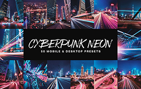 【P847】赛博朋克城市夜景风光LR预设+LUT预设 Cyberpunk Neon Lightroom Presets