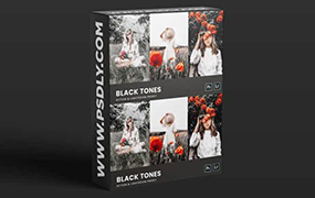 【P1061】黑色调PS\LR预设和PS动作Black Tones Photoshop Action & Lightrom Presets