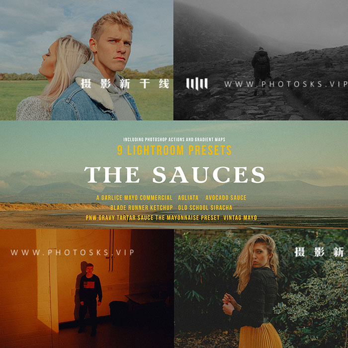 【P1263】复古胶片PS/LR预设 PS调色动作The Sauces Lightroom Preset Pack