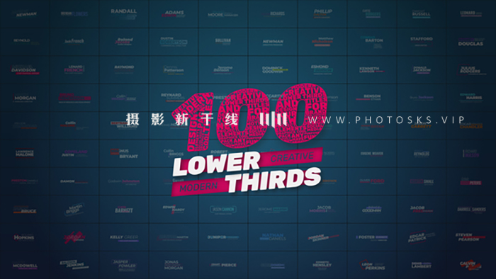【F240】PR模板-100个文字设计字幕条标题动画 Lower Thirds Pack MOGRT
